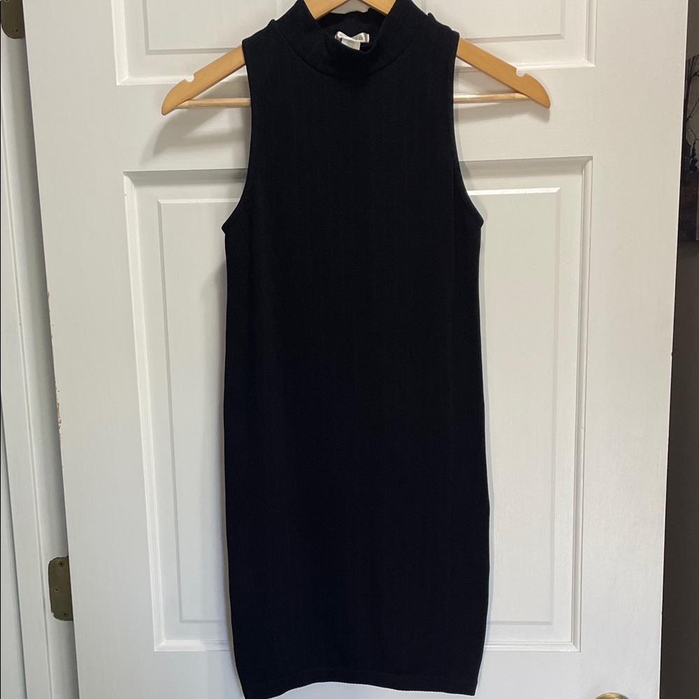 Bozzolo mock neck black stretch bodycon dress